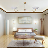 Two-Arm Uplight Brass Chandelier – Modern Minimalist Ceiling Light with Sculptural Bowl Reflectors | Custom Finish |  - 32325