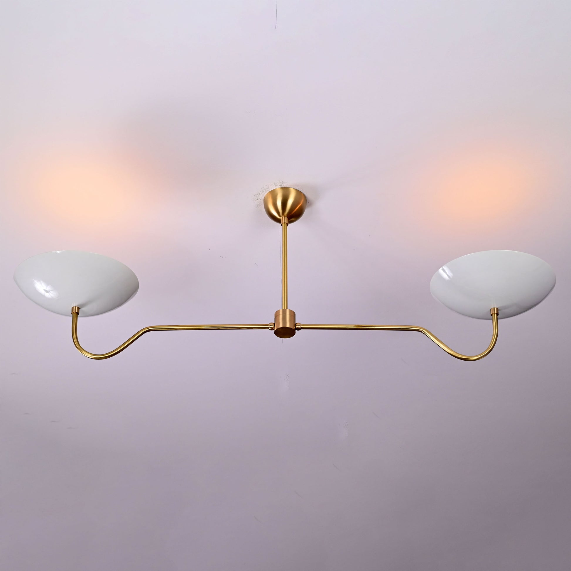 2 Bulbs, Brass Color Pendant Lamp, Uplifting No-shadow No-glare Light, 51" wide, 32325