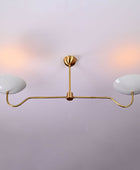 2 Bulbs, Brass Color Pendant Lamp, Uplifting No-shadow No-glare Light, 51