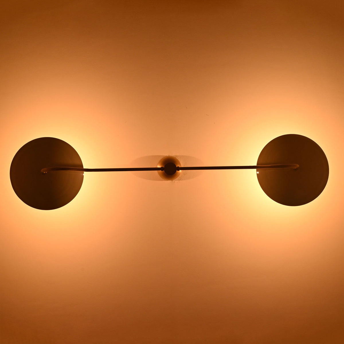 Two-Arm Uplight Brass Chandelier – Modern Minimalist Ceiling Light with Sculptural Bowl Reflectors | Custom Finish |  - 32325