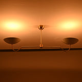 Two-Arm Uplight Brass Chandelier – Modern Minimalist Ceiling Light with Sculptural Bowl Reflectors | Custom Finish |  - 32325