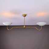 Two-Arm Uplight Brass Chandelier – Modern Minimalist Ceiling Light with Sculptural Bowl Reflectors | Custom Finish |  - 32325