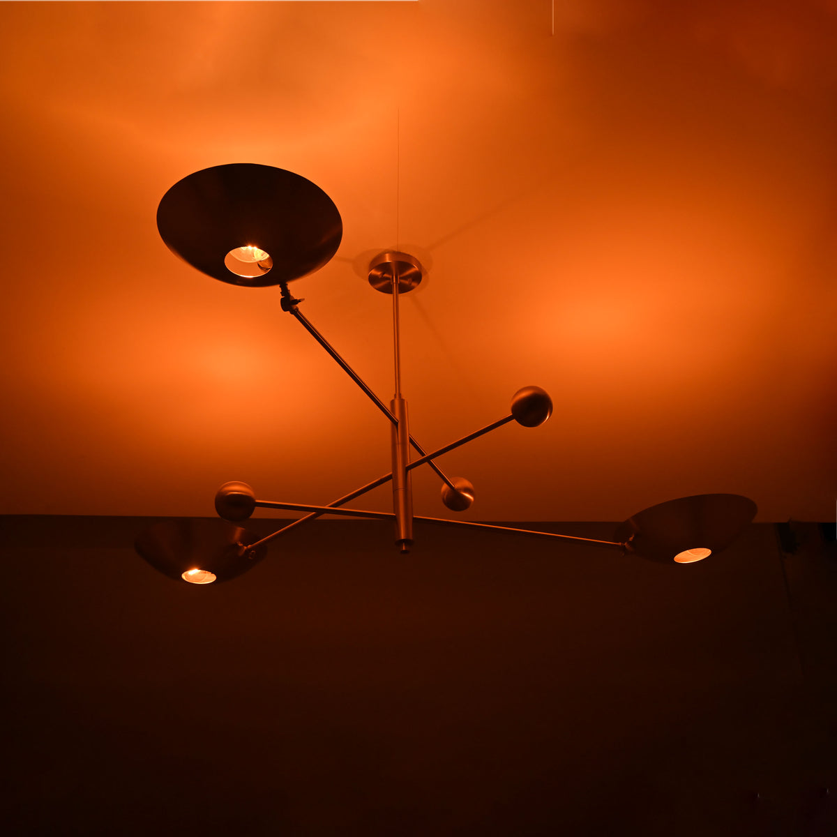 Modern Brass Chandelier | Adjustable Mid-Century Pendant Light | 3-Light Ceiling Fixture | Natural Brass or Custom Finishes | Handmade Lighting - 32326