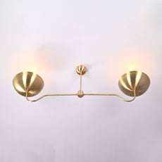 Industrial Brass Made, 2 Lights Elegant Brass Ceiling Pendant Mid Century Modern Raw Brass Sputnik Chandelier Light Fixture, No Shadow, Ambient no-Glare Lamp