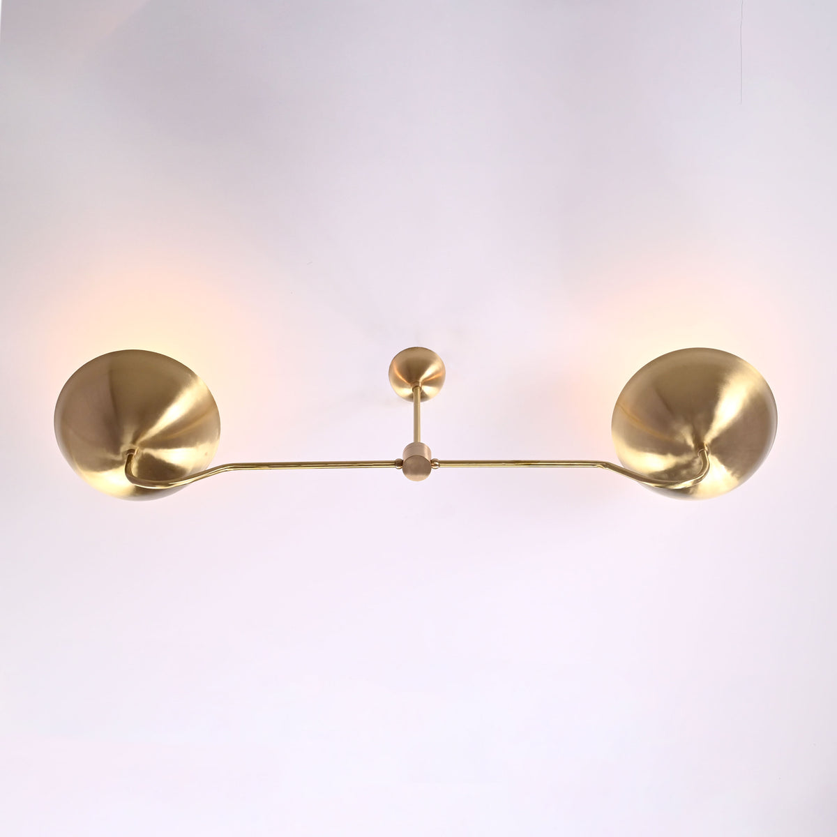 Two-Light Uplight Brass Ceiling Lamp – Custom Mid-Century Modern Uplighting Chandelier | Handmade,  - 32328