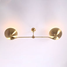 Industrial Brass Made, 2 Lights Elegant Brass Ceiling Pendant Mid Century Modern Raw Brass Sputnik Chandelier Light Fixture, No Shadow, Ambient no-Glare Lamp