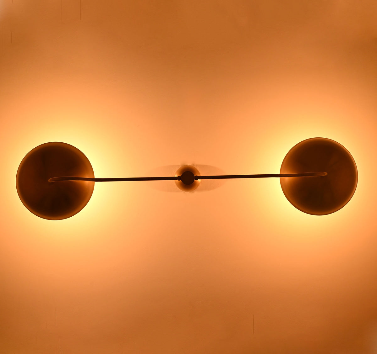 Two-Light Uplight Brass Ceiling Lamp – Custom Mid-Century Modern Uplighting Chandelier | Handmade,  - 32328