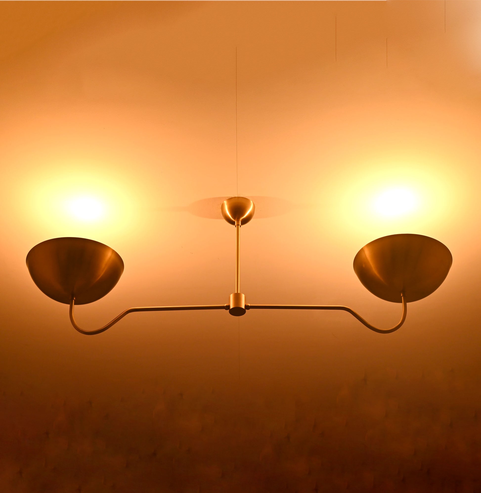 2 Bulbs, Brass Pendant Lamp, Uplifting No-shadow No-glare Light, 51" wide, 32328