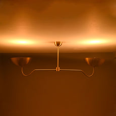 Industrial Brass Made, 2 Lights Elegant Brass Ceiling Pendant Mid Century Modern Raw Brass Sputnik Chandelier Light Fixture, No Shadow, Ambient no-Glare Lamp