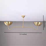 Two-Light Uplight Brass Ceiling Lamp – Custom Mid-Century Modern Uplighting Chandelier | Handmade,  - 32328