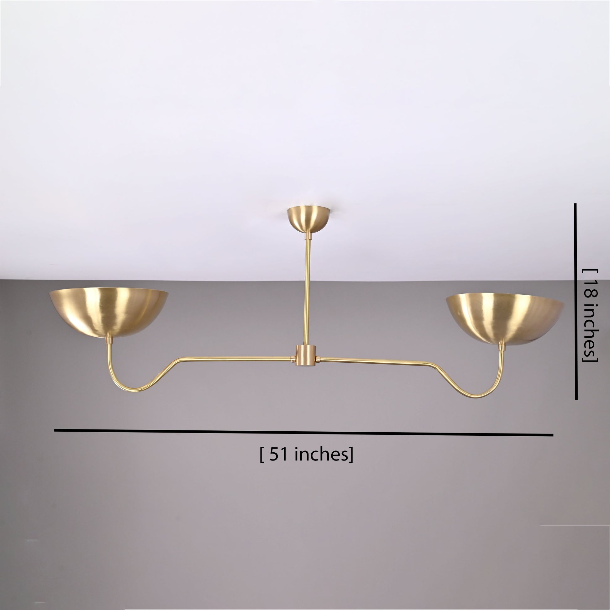 2 Bulbs, Brass Pendant Lamp, Uplifting No-shadow No-glare Light, 51" wide, 32328