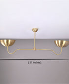 2 Bulbs, Brass Pendant Lamp, Uplifting No-shadow No-glare Light, 51