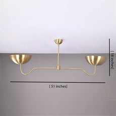 Industrial Brass Made, 2 Lights Elegant Brass Ceiling Pendant Mid Century Modern Raw Brass Sputnik Chandelier Light Fixture, No Shadow, Ambient no-Glare Lamp