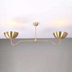 Industrial Brass Made, 2 Lights Elegant Brass Ceiling Pendant Mid Century Modern Raw Brass Sputnik Chandelier Light Fixture, No Shadow, Ambient no-Glare Lamp