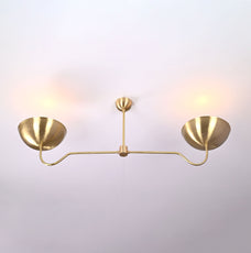 Industrial Brass Made, 2 Lights Elegant Brass Ceiling Pendant Mid Century Modern Raw Brass Sputnik Chandelier Light Fixture, No Shadow, Ambient no-Glare Lamp