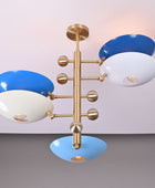 5 bulbs, Brass Orbital Uplifting Lamp, Ambient Chandelier 34 inches- 32329