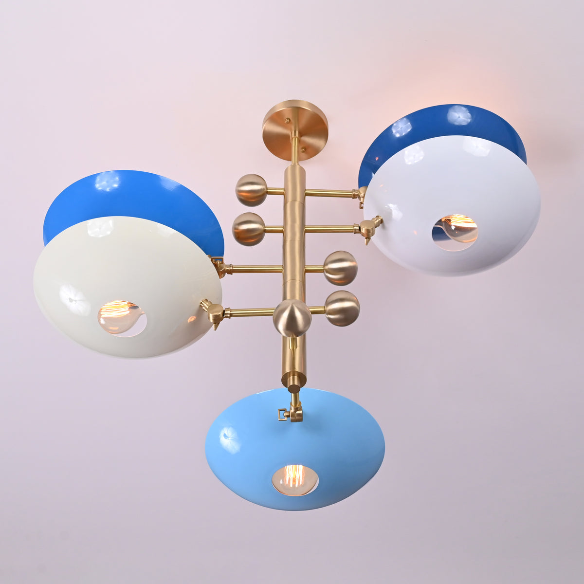 Modern Brass Chandelier | Mid-Century Uplight Ceiling Light Fixture - 32329