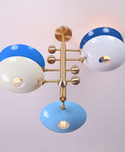 5 bulbs, Brass Orbital Uplifting Lamp, Ambient Chandelier 34 inches- 32329