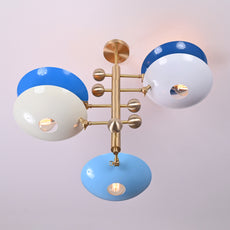 Brass Leaf Studio Industrial Brass Made, 5 Lights Brass Colorful Orbital Pendant Ceiling Light Mid Century Modern Chandelier Ambient Glare Uplifting Light