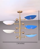 5 bulbs, Brass Orbital Uplifting Lamp, Ambient Chandelier 34 inches- 32329