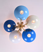 5 bulbs, Brass Orbital Uplifting Lamp, Ambient Chandelier 34 inches- 32329