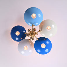 Brass Leaf Studio Industrial Brass Made, 5 Lights Brass Colorful Orbital Pendant Ceiling Light Mid Century Modern Chandelier Ambient Glare Uplifting Light