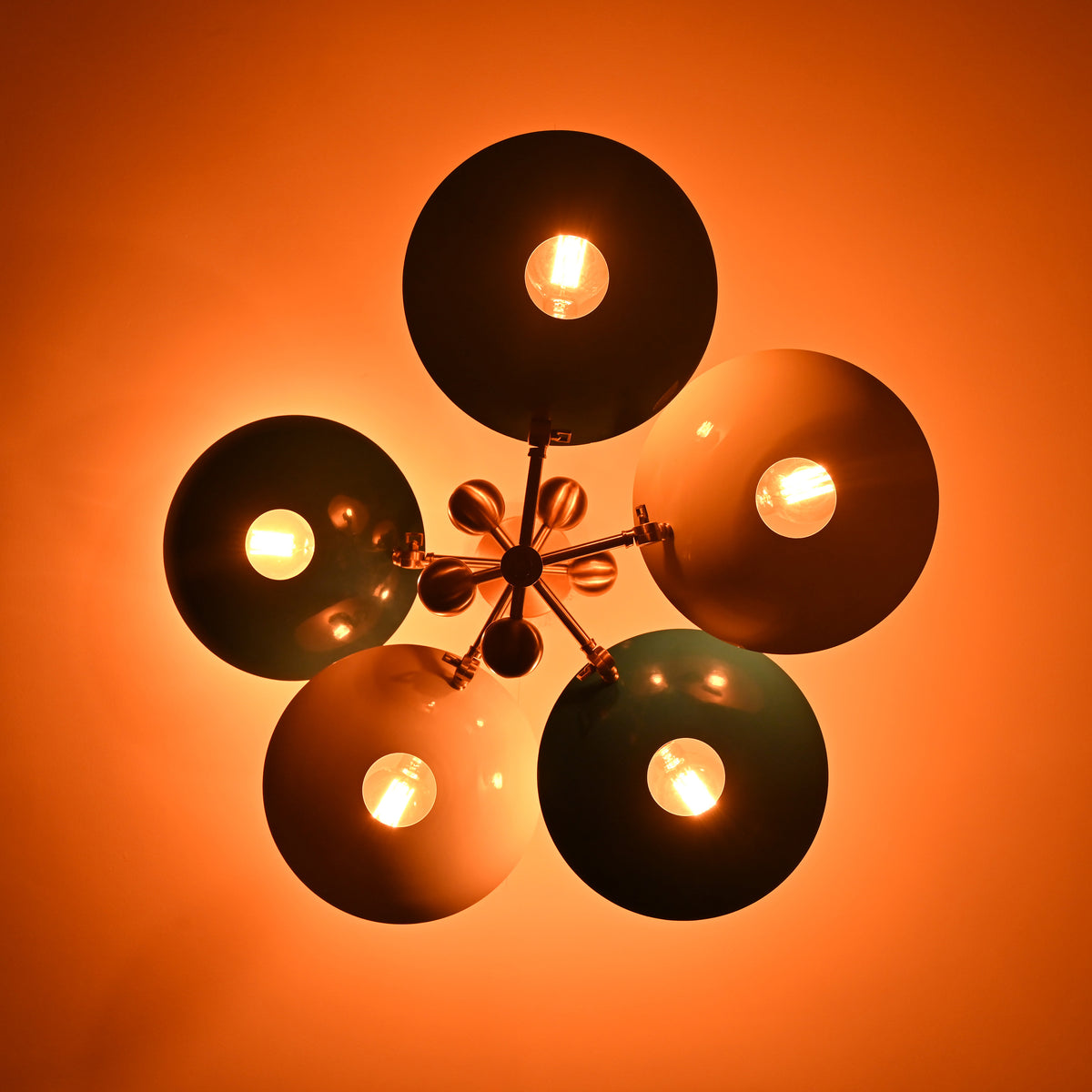 Modern Brass Chandelier | Mid-Century Uplight Ceiling Light Fixture - 32329