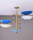 5 bulbs, Brass Orbital Uplifting Lamp, Ambient Chandelier 34 inches- 32329