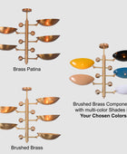 5 Lights Curved Pendant Ceiling Light Brass Patina Finish 32356