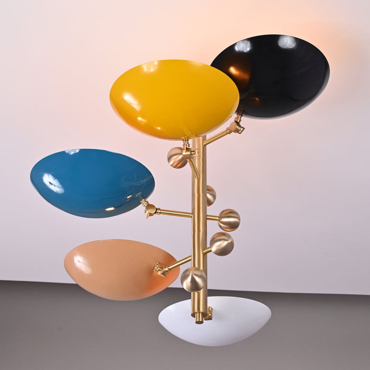 Modern Customizable Brass Chandelier | Mid-Century Ceiling Lamp | Contemporary Home Lighting | ColorfSemi Flush Ceiling Fixture - 32330