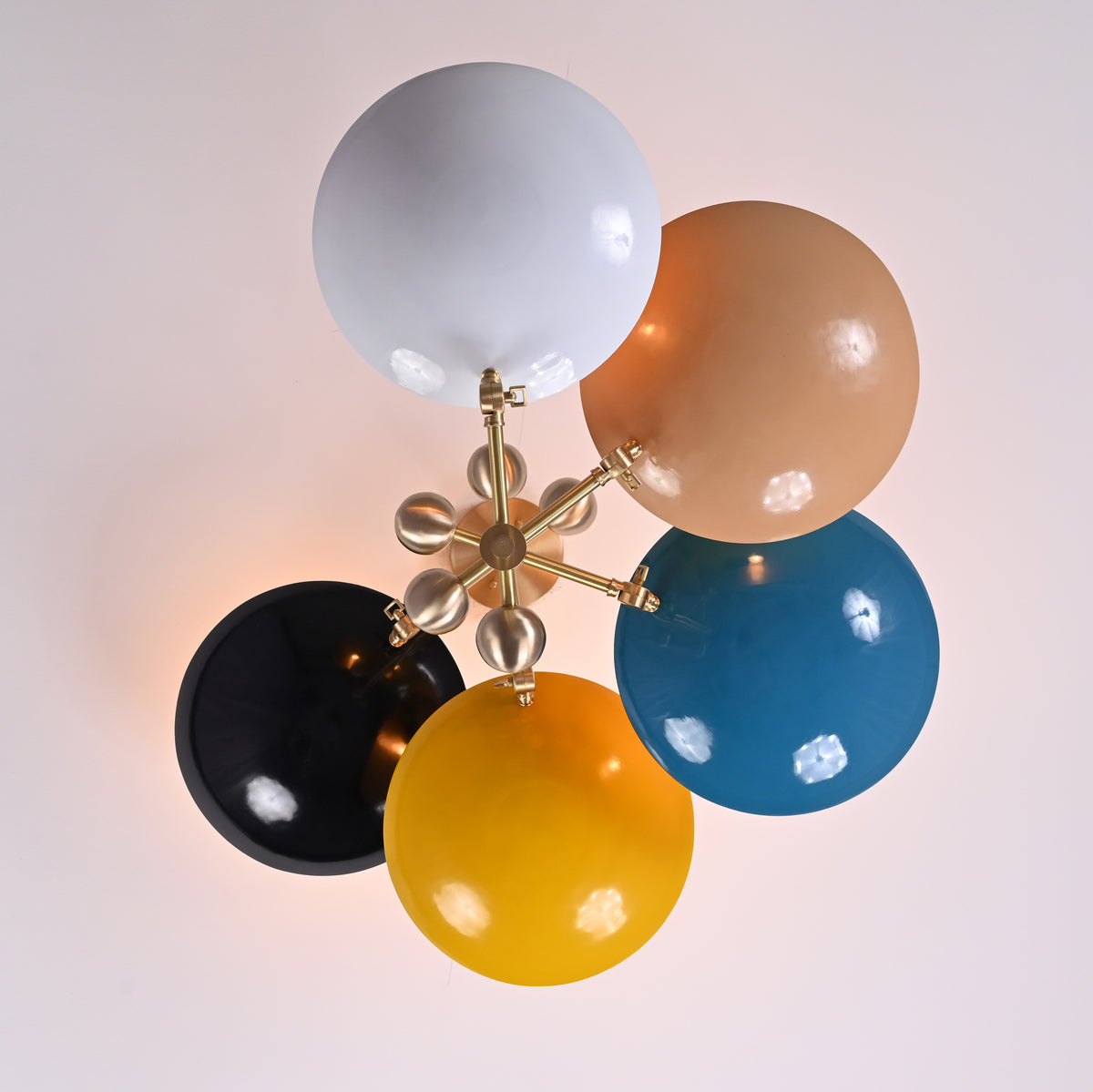 Modern Customizable Brass Chandelier | Mid-Century Ceiling Lamp | Contemporary Home Lighting | ColorfSemi Flush Ceiling Fixture - 32330