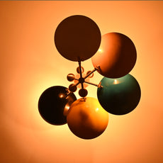 Modern Customizable Brass Chandelier | Mid-Century Ceiling Lamp | Contemporary Home Lighting | ColorfSemi Flush Ceiling Fixture - 32330