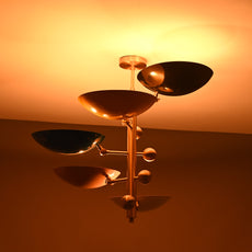 Modern Customizable Brass Chandelier | Mid-Century Ceiling Lamp | Contemporary Home Lighting | ColorfSemi Flush Ceiling Fixture - 32330