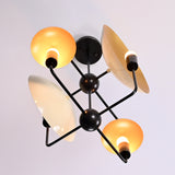 8-Light Full Brass Geometric Chandelier – Custom Modern Ceiling Pendant with Sculptural Bowl Shades |  - 32331
