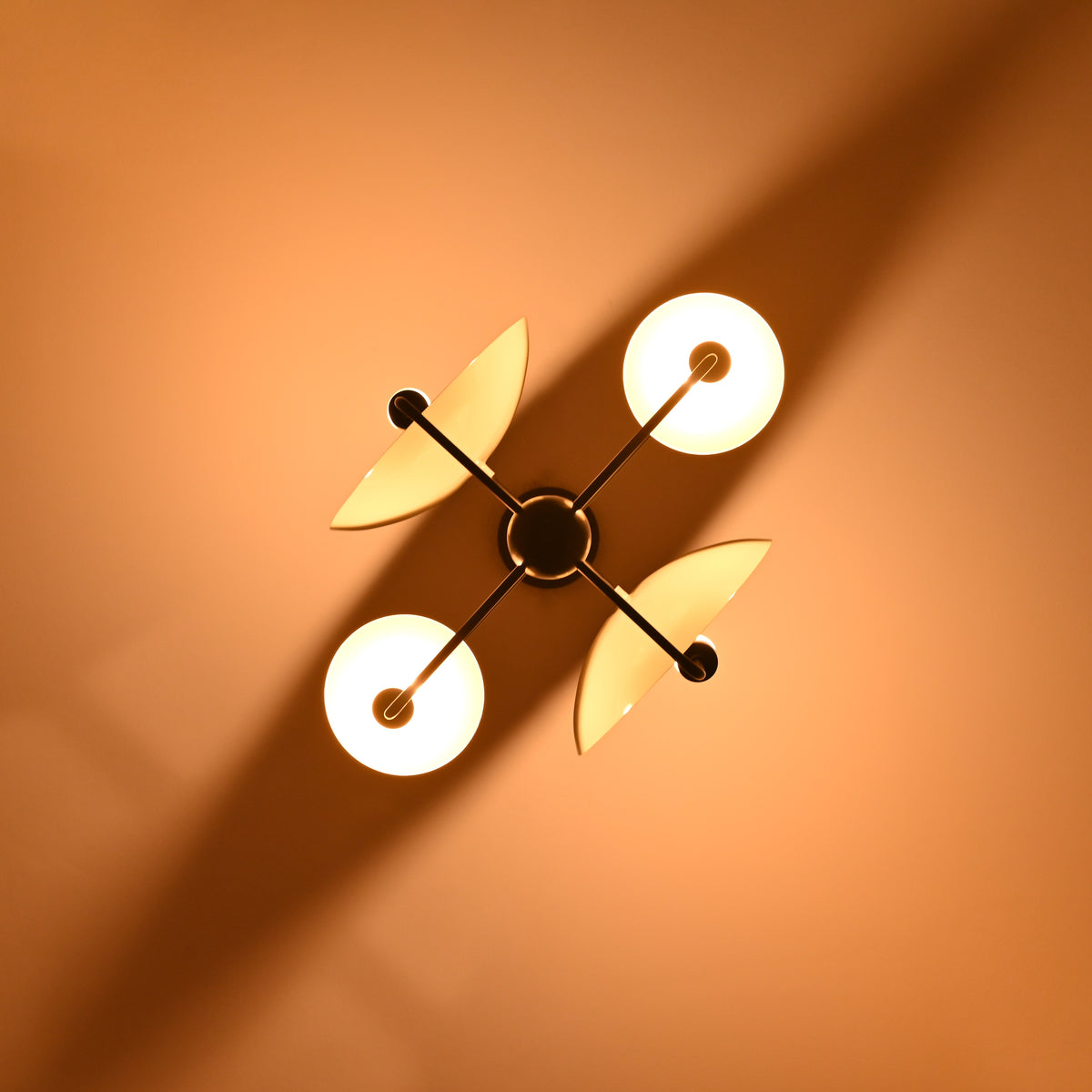 8-Light Full Brass Geometric Chandelier – Custom Modern Ceiling Pendant with Sculptural Bowl Shades |  - 32331