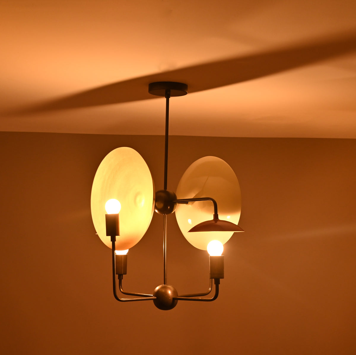 8-Light Full Brass Geometric Chandelier – Custom Modern Ceiling Pendant with Sculptural Bowl Shades |  - 32331