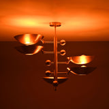 Modern Brass Chandelier | Mid-Century Uplight Ceiling Light Fixture - 32332