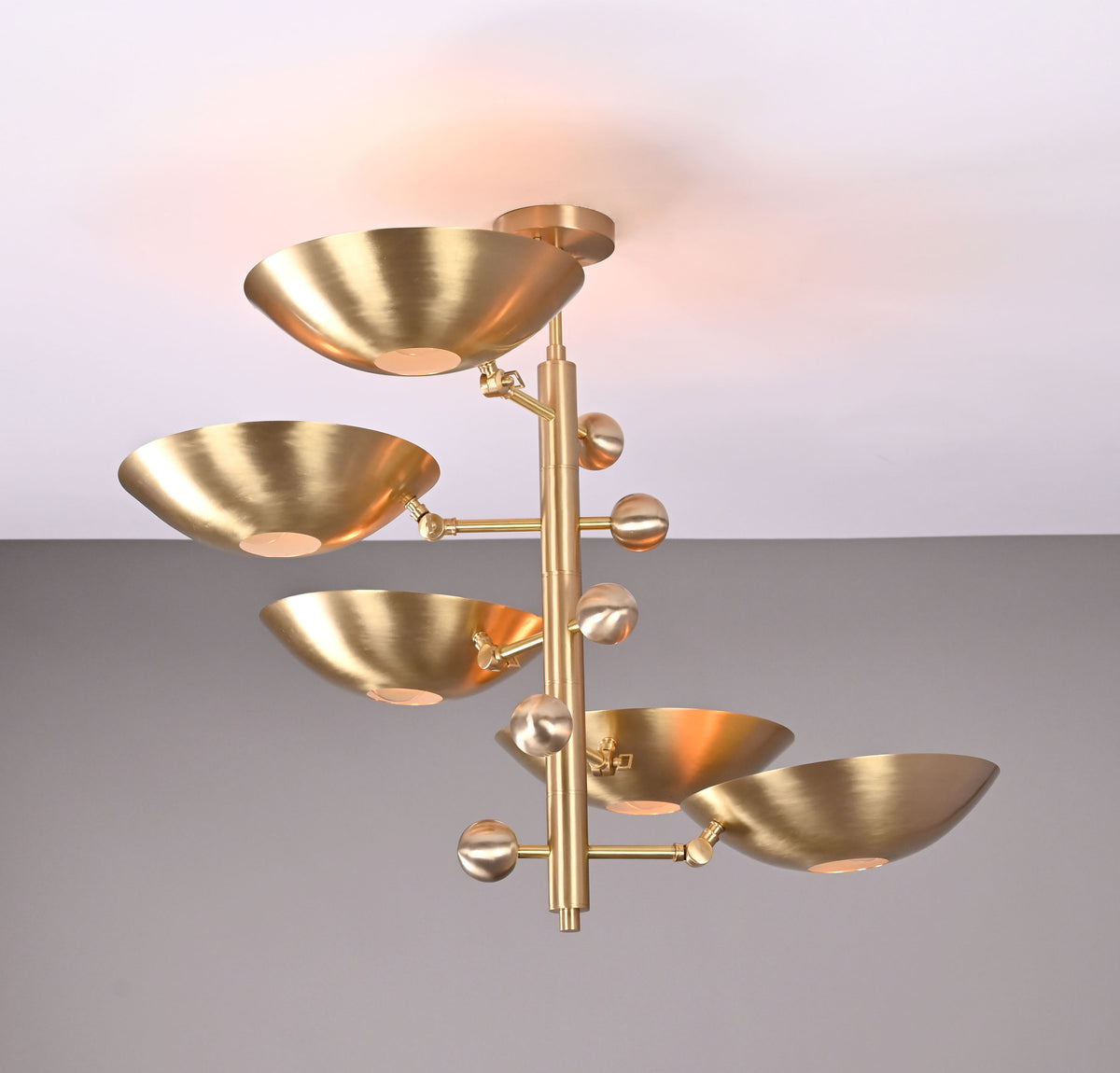 Modern Brass Chandelier | Mid-Century Uplight Ceiling Light Fixture - 32332