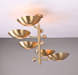 Modern Brass Chandelier | Mid-Century Uplight Ceiling Light Fixture - 32332
