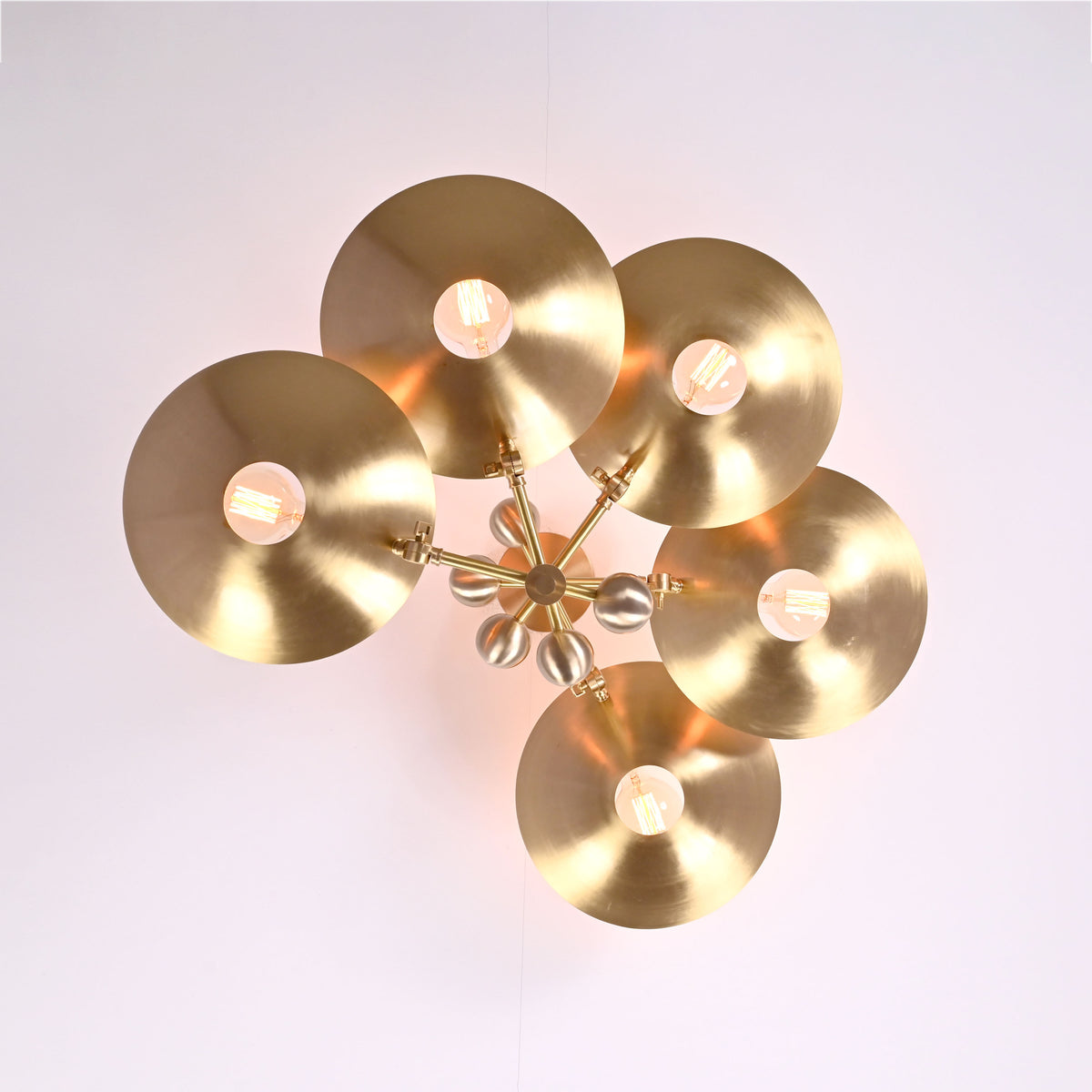 Modern Brass Chandelier | Mid-Century Uplight Ceiling Light Fixture - 32332