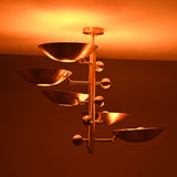 Modern Brass Chandelier | Mid-Century Uplight Ceiling Light Fixture - 32332
