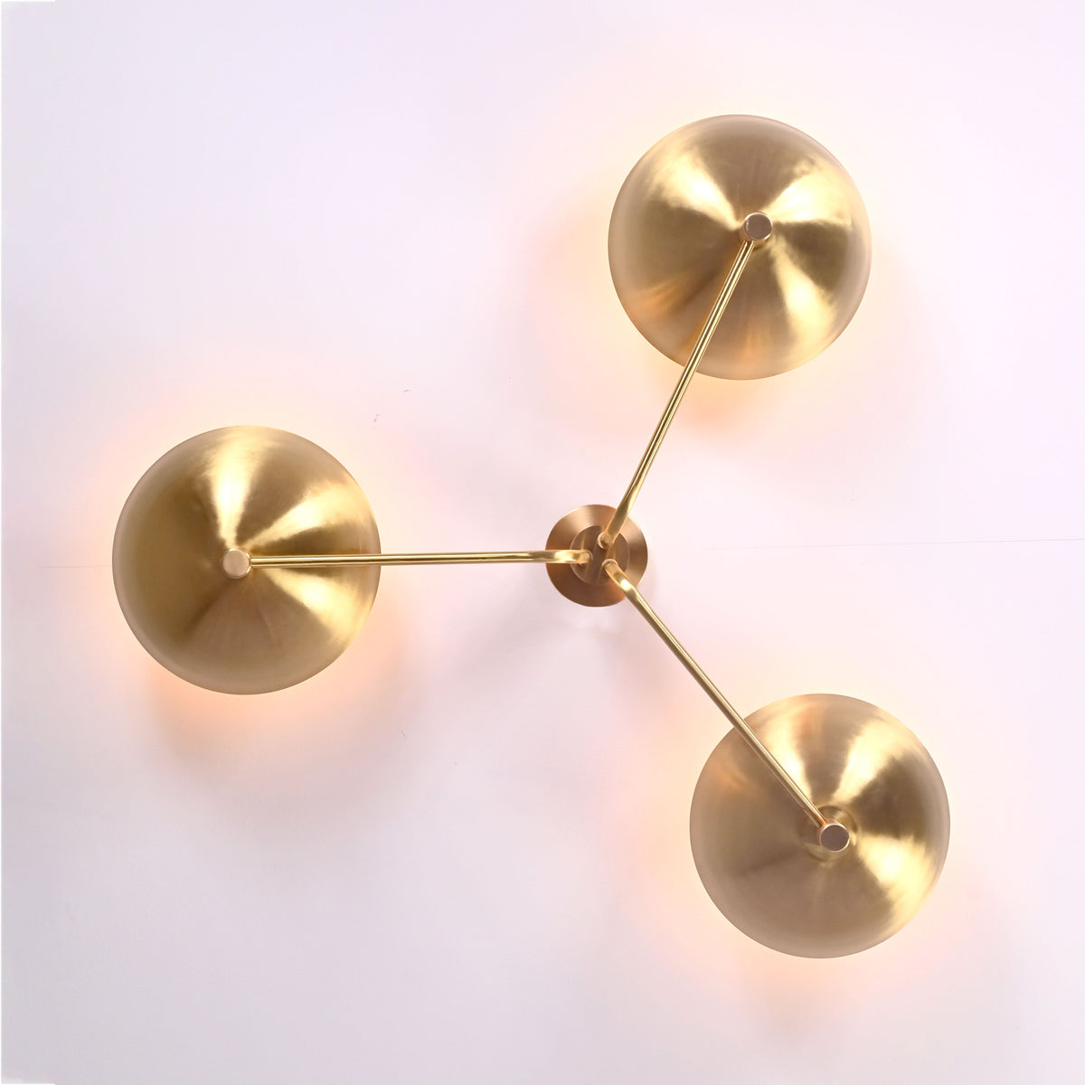 Modern Brass Flush Mount Ceiling Light | 3-Light Uplight Chandelier Custom Finish | Mid Century Modern Ceiling Fixture - 32333