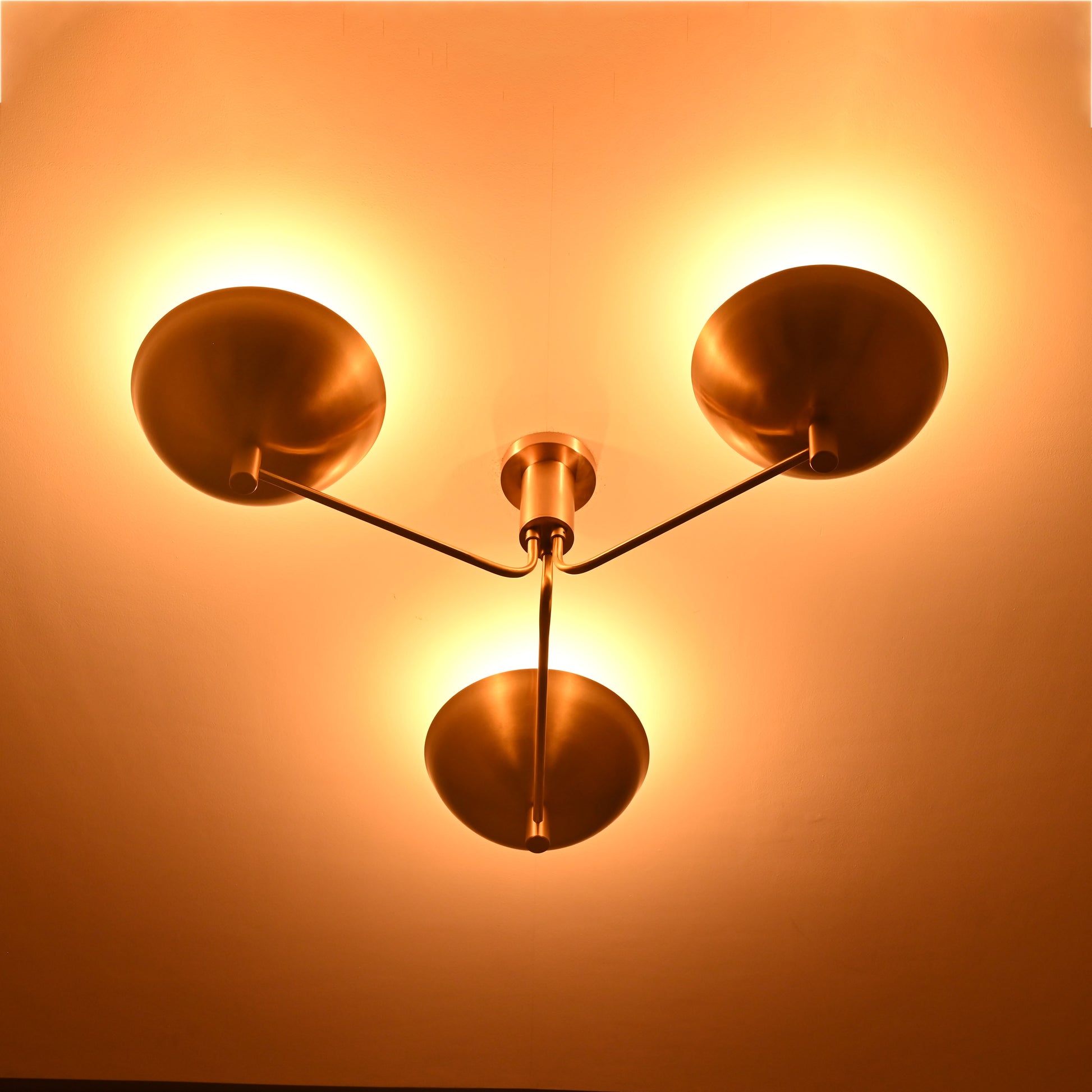 3 lights Brass Uplifting Lamp, No-glare Ambience light, 35" Wide - 32333