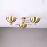 Modern Brass Flush Mount Ceiling Light | 3-Light Uplight Chandelier Custom Finish | Mid Century Modern Ceiling Fixture - 32333