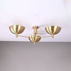 Industrial Brass Made, 3 Lights Elegant Brass Ceiling Pendant Lamp Mid Century Modern Raw Brass Sputnik Chandelier Light Fixture, No Shadow, Ambient no-Glare Lamp
