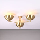 Modern Brass Flush Mount Ceiling Light | 3-Light Uplight Chandelier Custom Finish | Mid Century Modern Ceiling Fixture - 32333