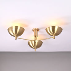 Industrial Brass Made, 3 Lights Elegant Brass Ceiling Pendant Lamp Mid Century Modern Raw Brass Sputnik Chandelier Light Fixture, No Shadow, Ambient no-Glare Lamp