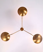 3 Lights Brass Flush Mount Pendant Uplifting Chandelier 46