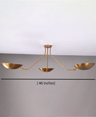 3 Lights Brass Flush Mount Pendant Uplifting Chandelier 46