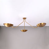 Mid-Century Modern Brass Chandelier | Customizable Flush-Mount Ceiling Light 3-Arm Adjustable Light Fixture - 32334